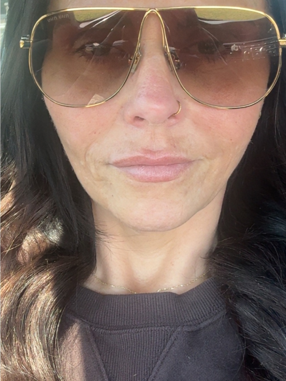 Miu Miu Gold Frame Sunglasses with Brown Lenses